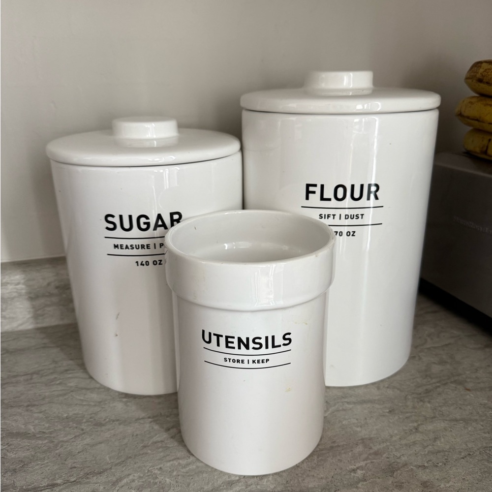 West Elm White Kitchen Canister Set